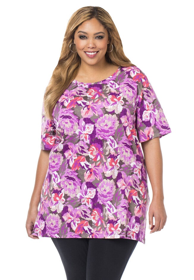 Bright Bouquet Easy Fit Tee, GRAPE LEAF, hi-res image number 0