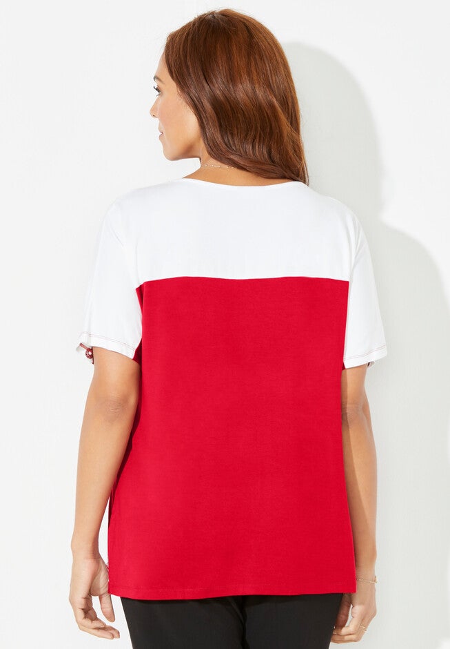 Embroidered Short Sleeve Top, , on-hover image number 1