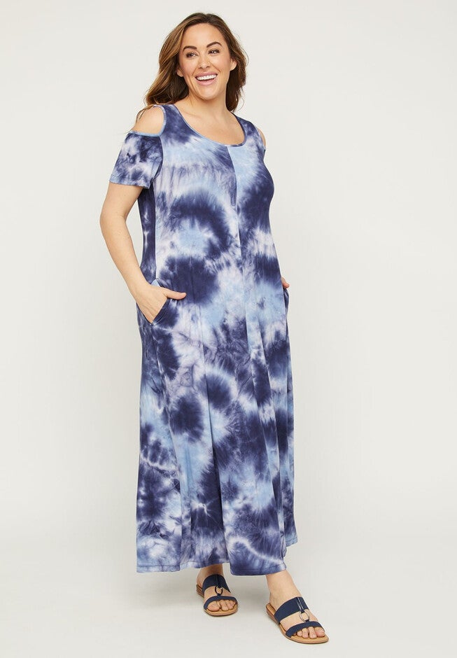 Tie-Dye Maxi Dress with Pockets, NAVY TIE DYE, hi-res image number 0