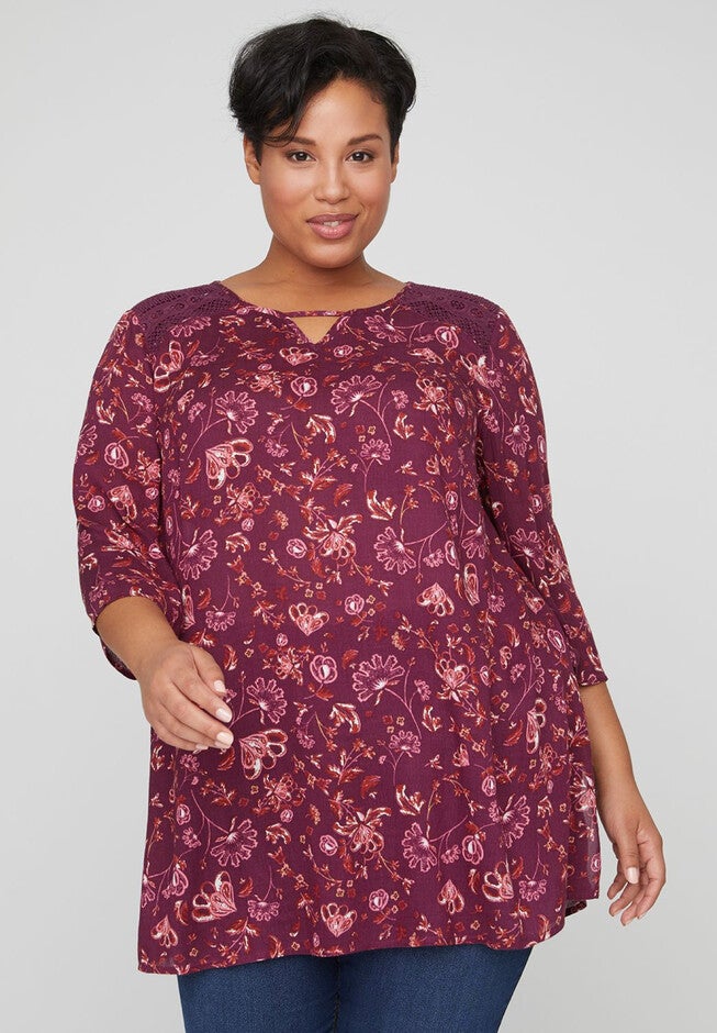 Poppy Gauze Peasant Top, INCA BERRY, hi-res image number null