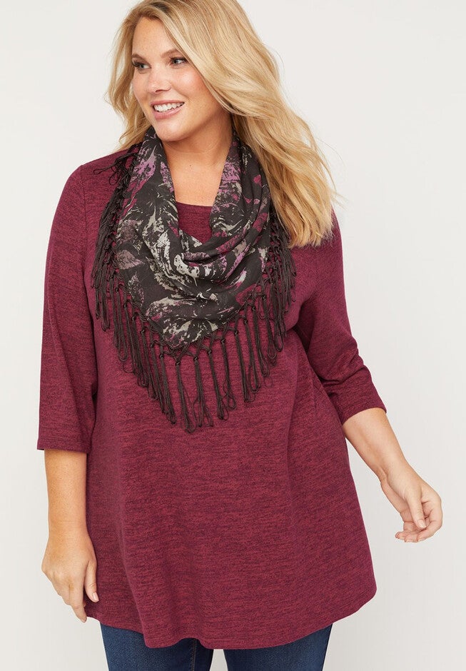ComfySoft Duet Scarf Top, DEEP ROSE, hi-res image number null