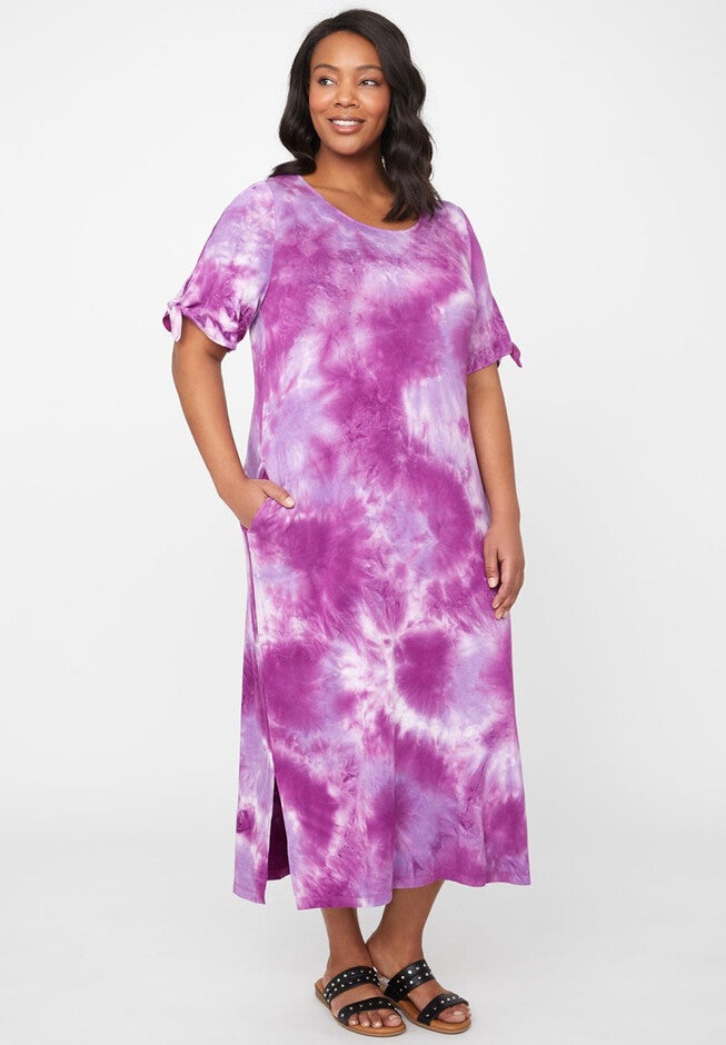 Take It Easy T-Shirt Maxi Dress, ORCHID PETAL PEONY, hi-res image number null