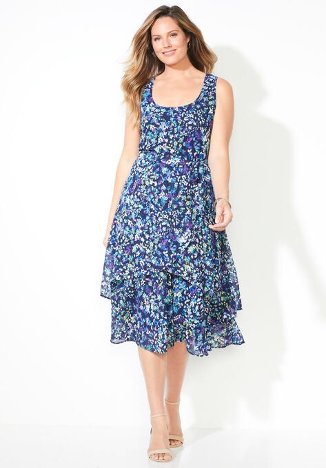 Georgette Flyaway Midi Dress | Catherines