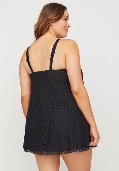 Crochet Flounce Swimdress, , on-hover image number null