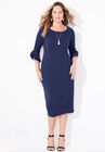 Ruffle Sleeve Shift Dress, MARINER NAVY, hi-res image number null