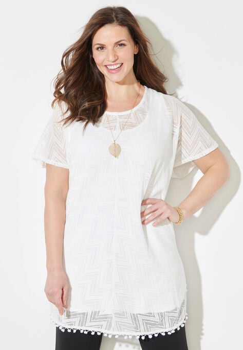 AnyWear Dolman Sleeve Duet Top, WHITE, hi-res image number null