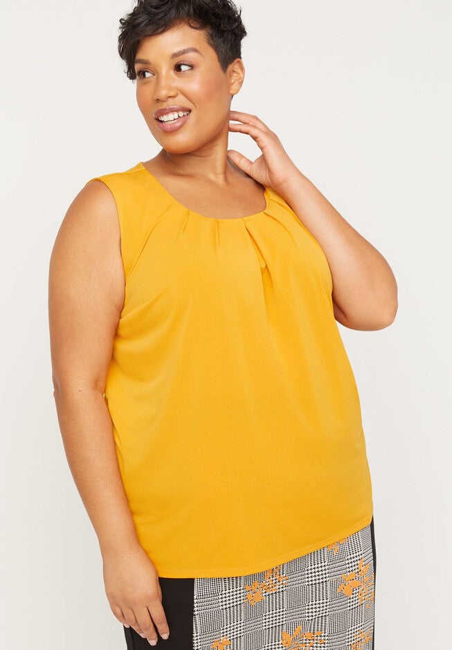 Black Label Pleated Tank, SUNFLOWER, hi-res image number null