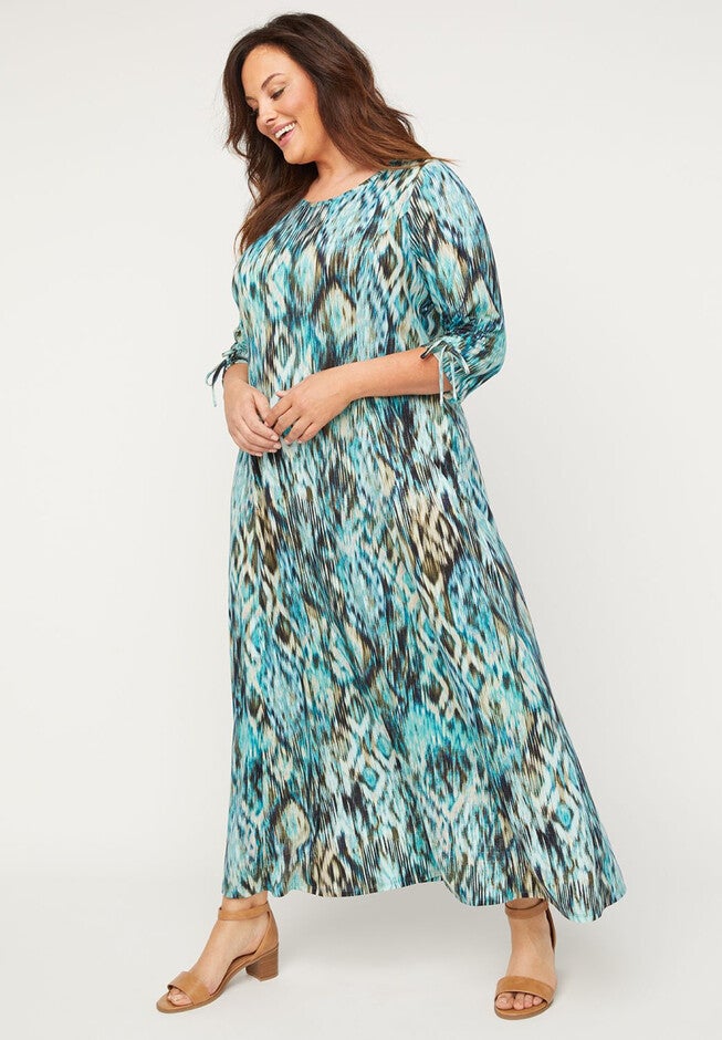 Creekside Maxi Dress (with Pockets), TEAL ETHNIC PRINT, hi-res image number 0