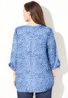 Georgette Buttonfront Tie Sleeve Cafe Blouse, , on-hover image number null