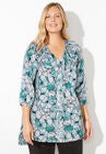 Modern Romance Ruffle Blouse, VIBRANT TURQ OUTLINE FLORAL, hi-res image number null