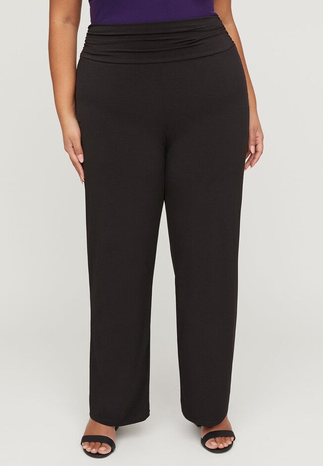 Curvy Collection Fold-Over Pants, BLACK, hi-res image number 0
