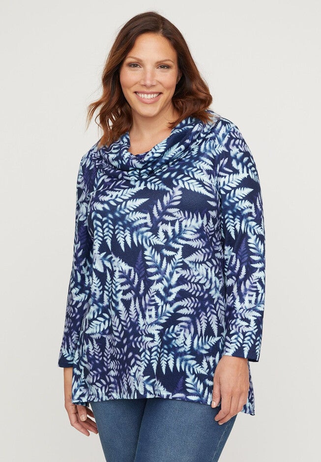 Cozy Floral Breeze Top, BLUE FOLIAGE, hi-res image number null