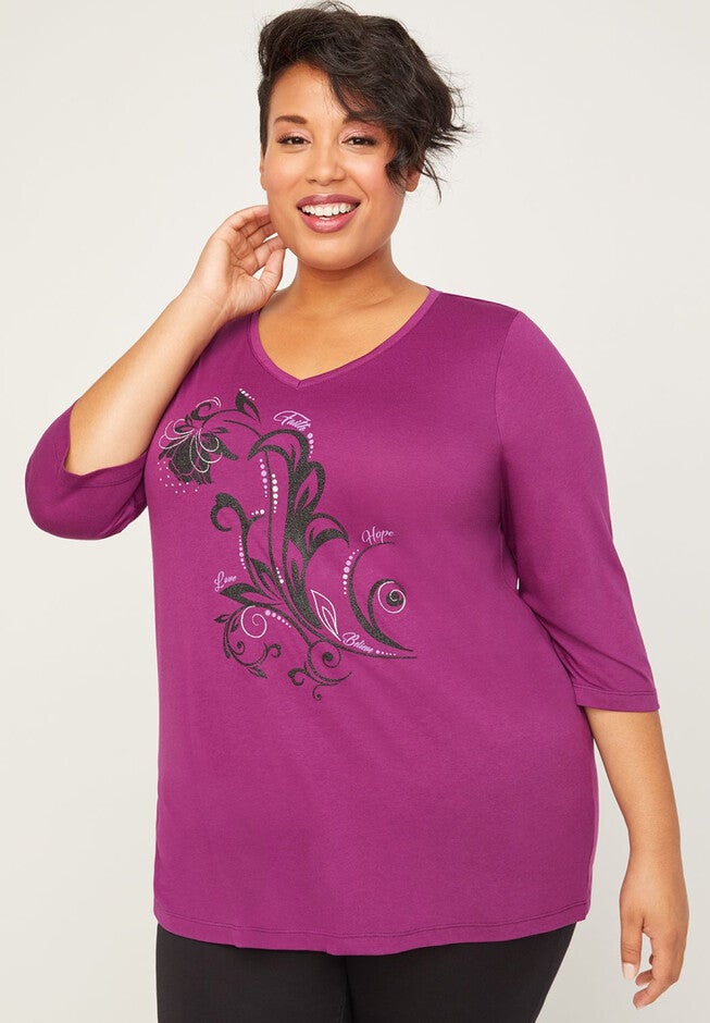 Blossoming Hope Tee, DEEP PLUM, hi-res image number null