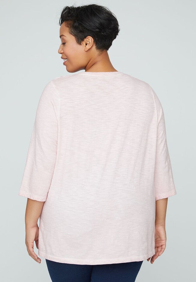 Lace Shoulder Washed Tee, , on-hover image number null