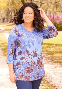 V-Neck Placement Print Top