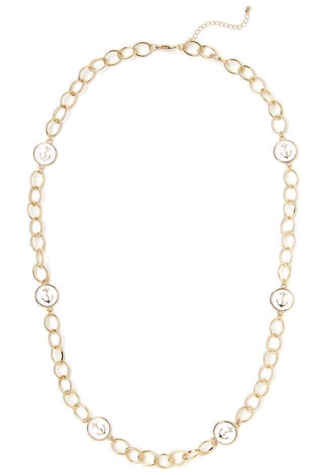 White Anchors Aweigh Necklace, WHITE, hi-res image number null