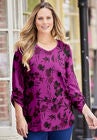Liz&Me™ V-Neck Top, MAGENTA SHADOW FLORAL, hi-res image number null
