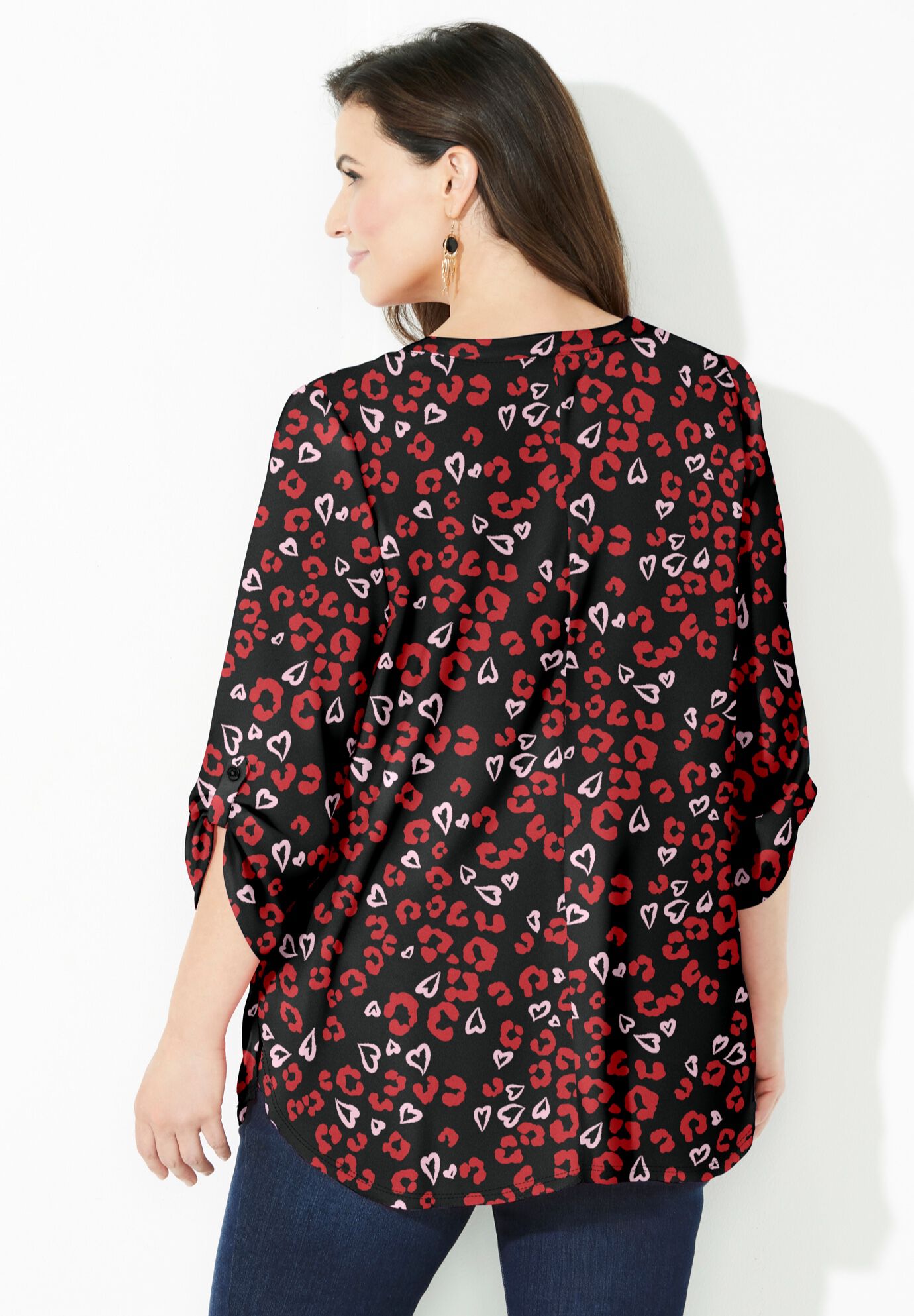 Breezeway Georgette Blouse, BLACK ANIMAL HEARTS, on-hover image number 1