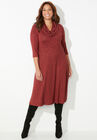 Impossibly Soft Marled Cowlneck Dress, RED OCHRE, hi-res image number null