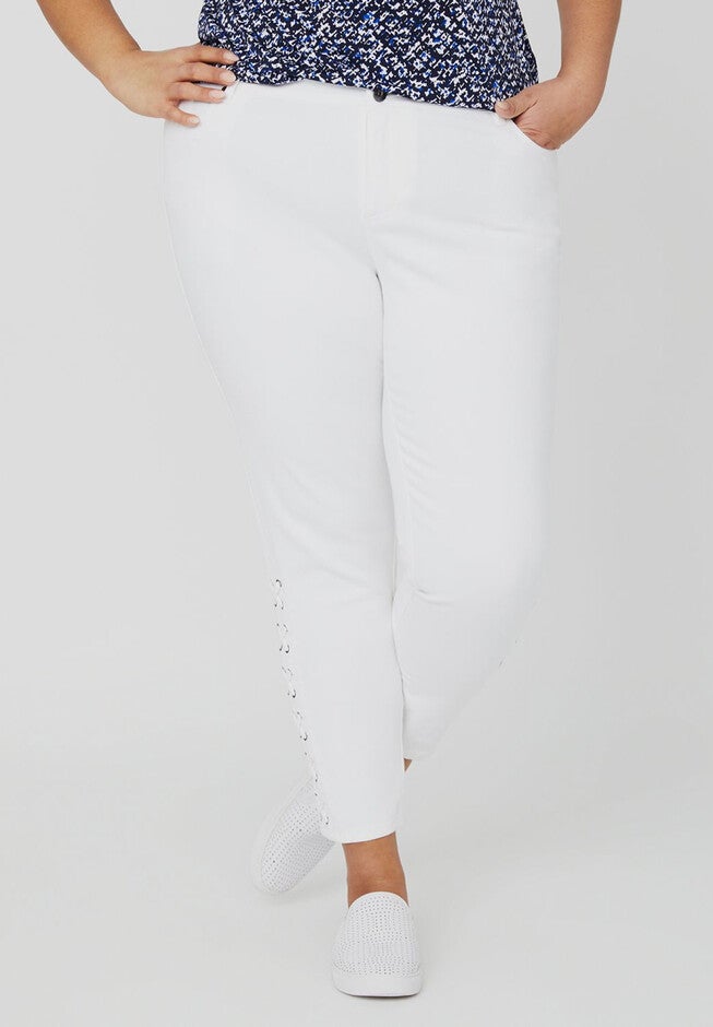 Curvy Collection Lace-Up White Jean, WHITE, hi-res image number null