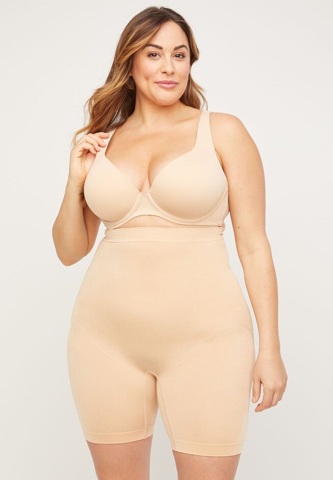 Seamless Hi-Waist Thigh Shaper, TOASTED ALMOND, hi-res image number 0