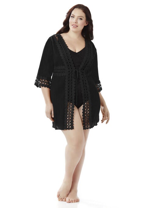 Romantic Crochet Cover-Up, BLACK, hi-res image number null