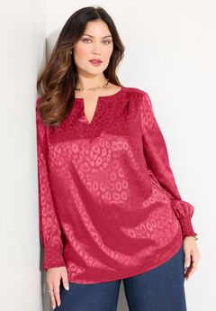 Satin Jacquard Peasant Blouse