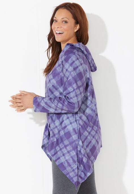 Teddy Fleece Hoodie with Two-Point Hem, , alternate image number null