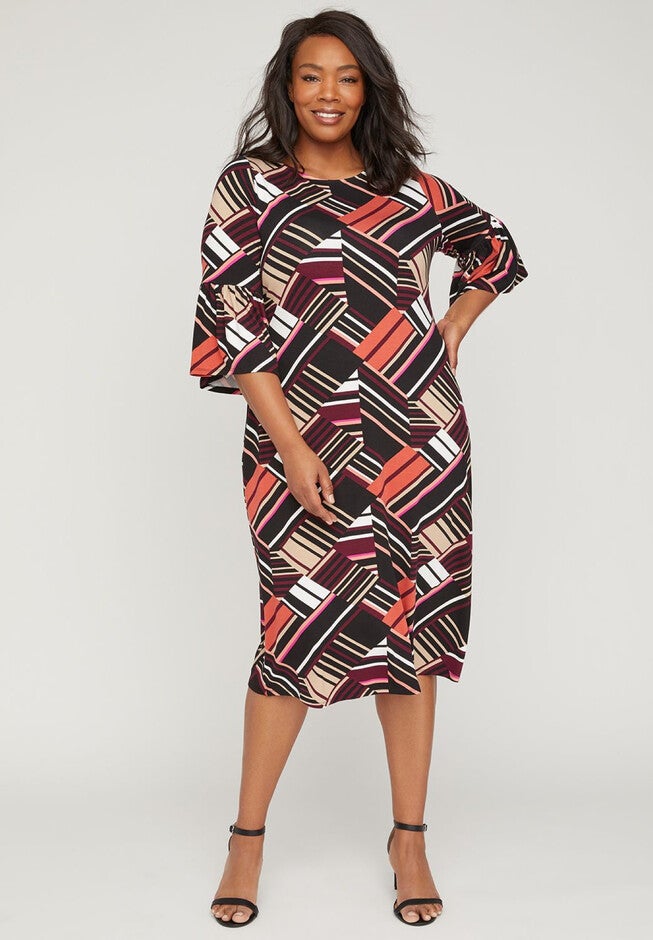 Easy Print Shift Dress, BLACK MULTI PRINT, hi-res image number 0