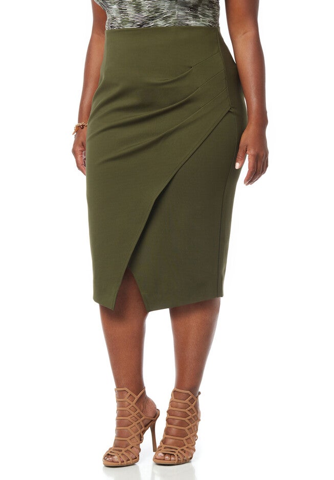 Curvy Collection Surplice Skirt, SUCCULENT GREEN, hi-res image number null