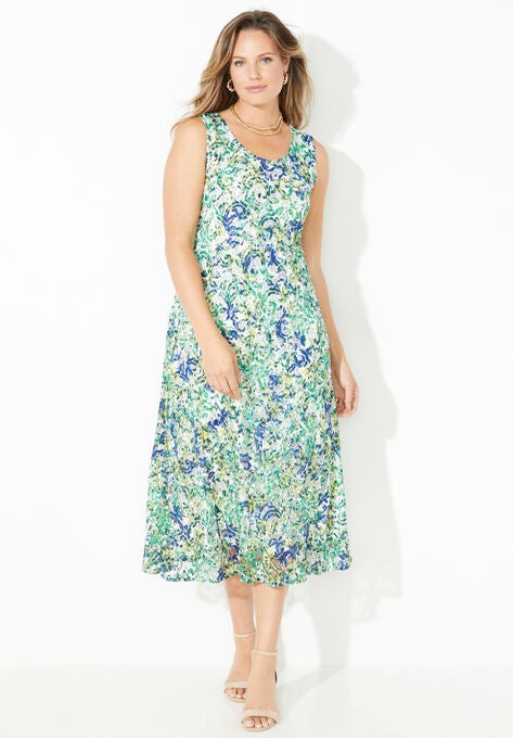Printed Lace Dress, WHITE FLORAL, hi-res image number null