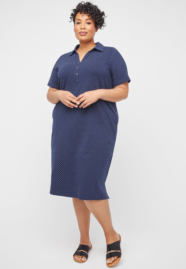 Suprema Polo Dress, NAVY DOT PRINT, hi-res image number null