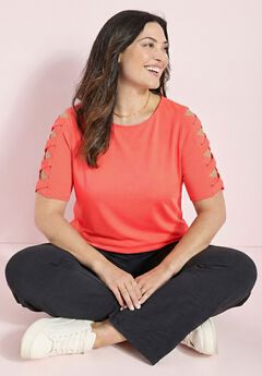Suprema® Crisscross Elbow Sleeve Tee