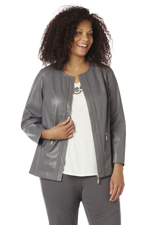 Black Label Vegan Leather Jacket, RAILROAD, hi-res image number null