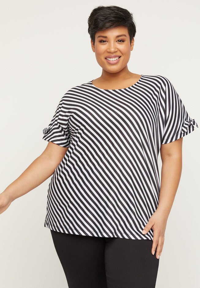 Beyond Stripes Top, BLACK AND WHITE STRIPE, hi-res image number null