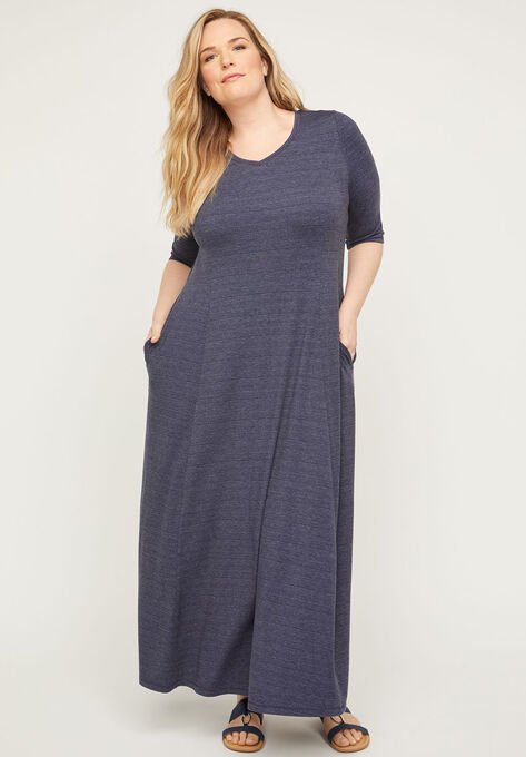 Dorchester Maxi Dress with Pockets, HEATHER MARINER NAVY, hi-res image number null