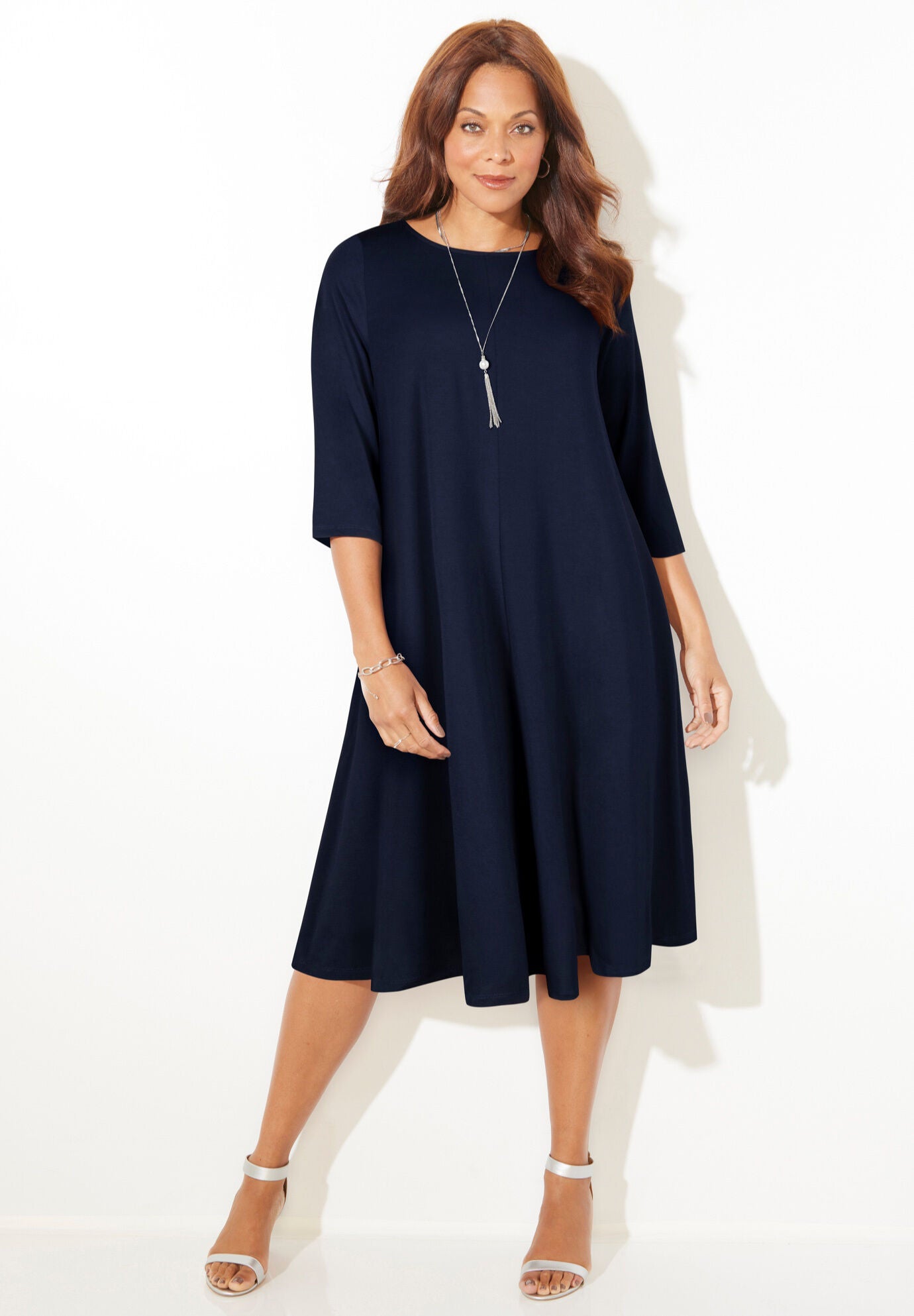 Fit Flare Strawbridge Dress Knit Lightweight Navy
