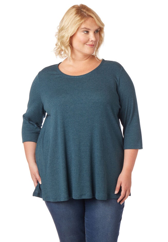 Ribbed Knit Swing Tee, SECRET GARDEN, hi-res image number 0