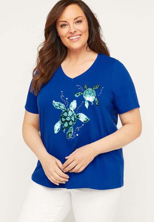 Sequin Swipe Turtle Tee, SURF THE WEB, hi-res image number null