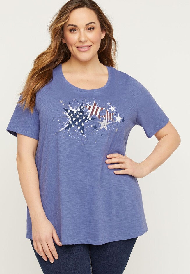 Patriotic Glitter Tee, BLUE, hi-res image number 0