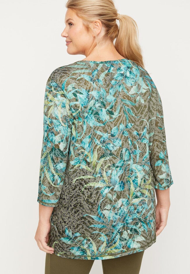 Jungle Moss Asymmetrical Tunic, , on-hover image number null