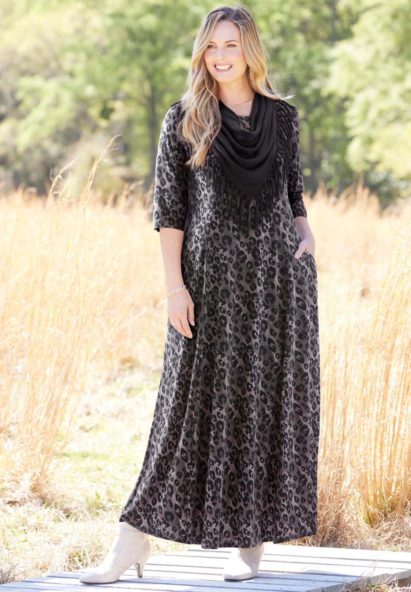 Maxi dress with matching scarf outlet