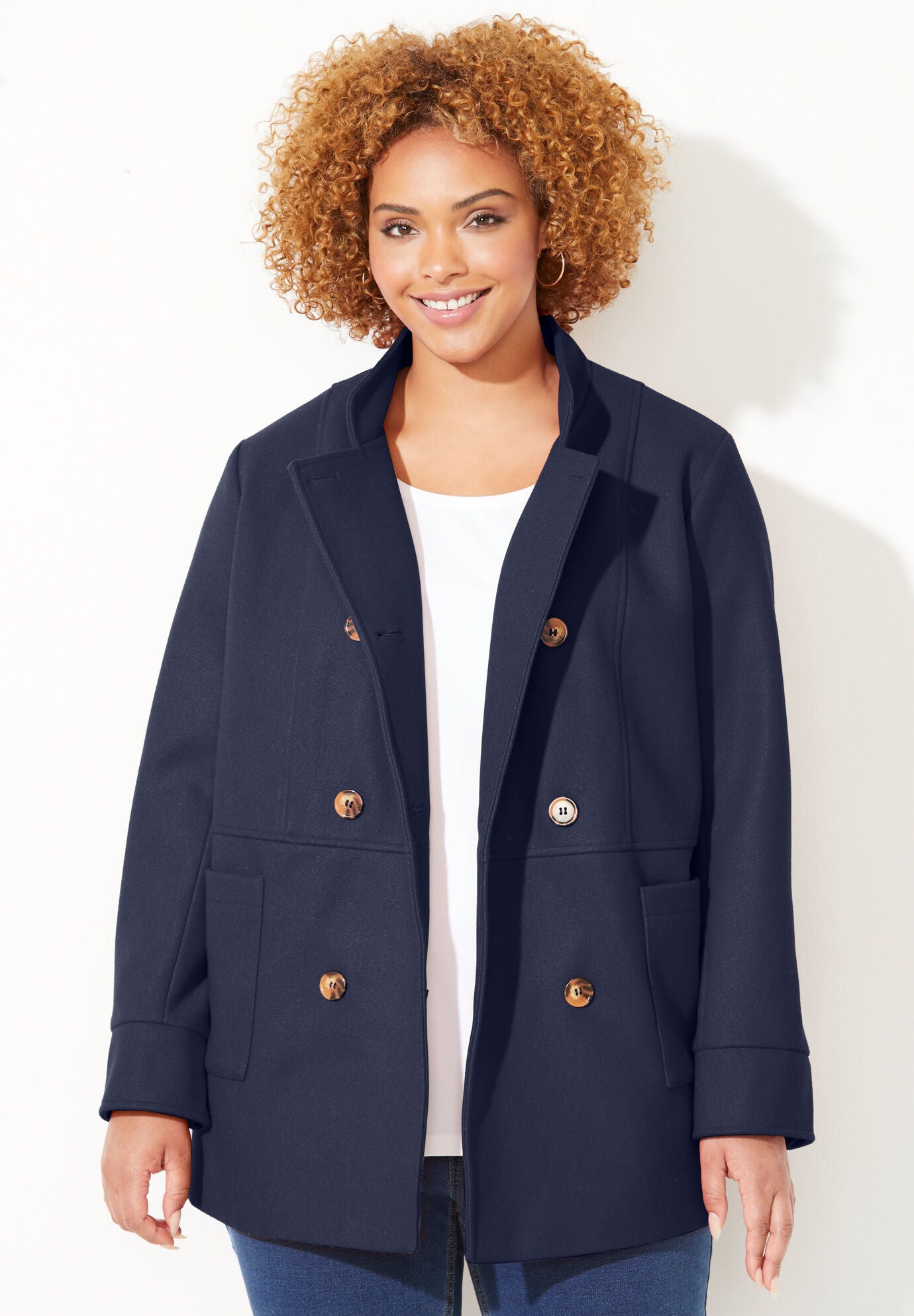 Catherines Women s Plus Size Liz Me Military Peacoat 0X Navy