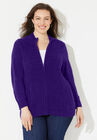 Cozy Chenille Zip Cardigan, DEEP GRAPE, hi-res image number null