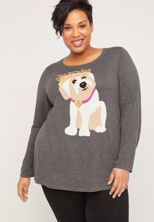 Lola the Puppy Princess Sweater, HEATHER GREY, hi-res image number null