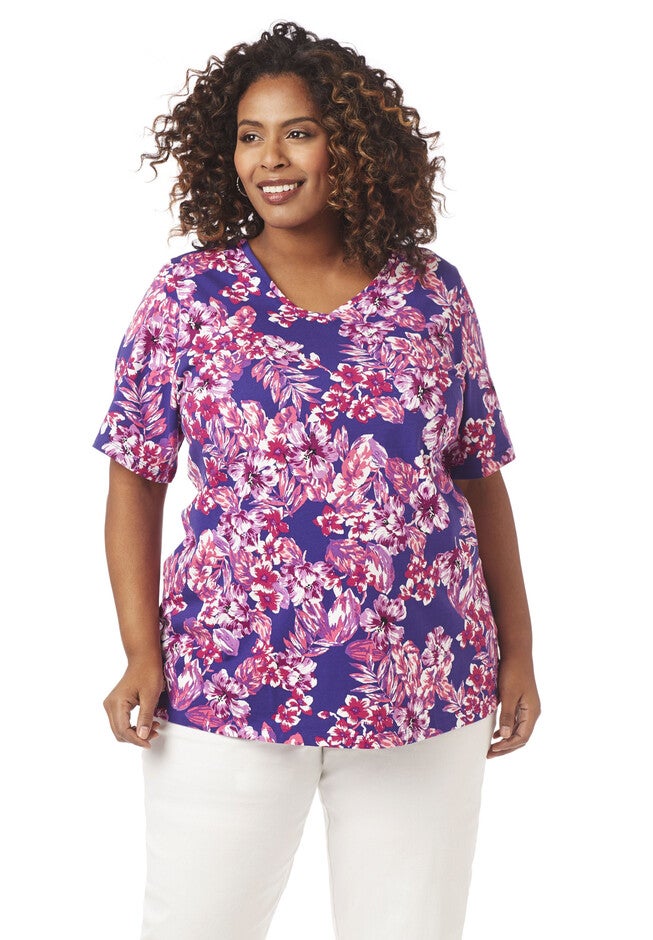 Tropical Blooms Tee, DEEP AMETHYST, hi-res image number null