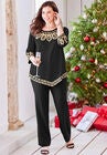 Pointed Hem Embroidered Top, BLACK SOUTACHE, hi-res image number null