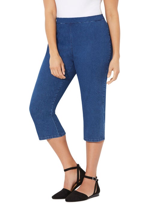 Everyday Denim Pull-On Capri, MEDIUM WASH, hi-res image number null