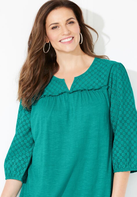 Eyelet Trim Top, , alternate image number null