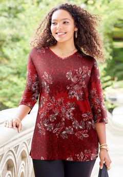 V-Neck Placement Print Top